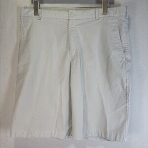 Nike Golf Shorts Dri-Fit Men's Size 36 White Gray Stripe Flat Front Standard Fit